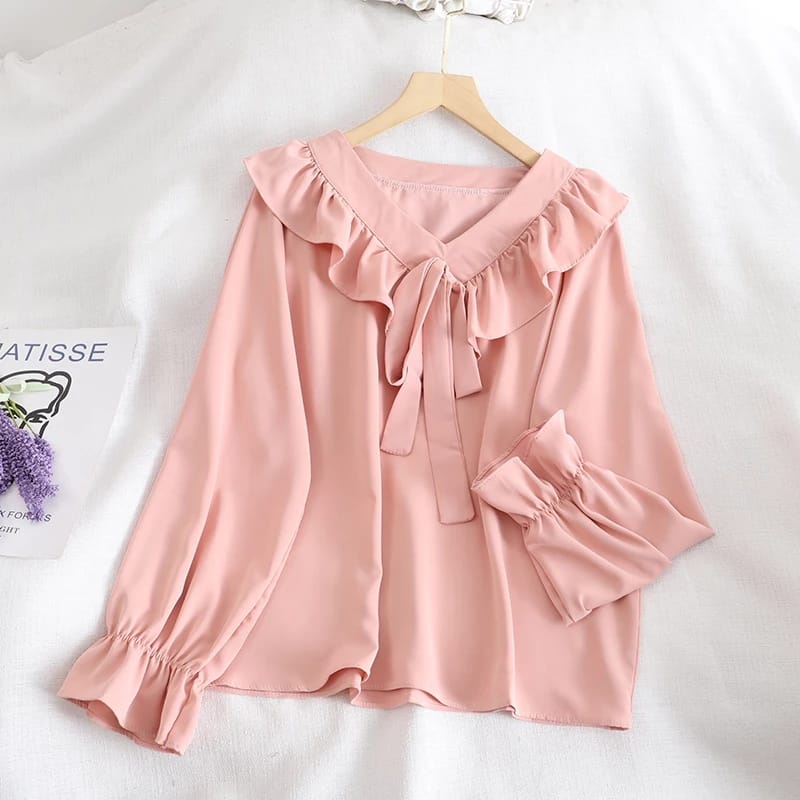 Terlaris [Gisa]~ Viona Blouse Top Kids Atasan Anak Perempuan 2-3 th, 4-6 th Tahun Elegan