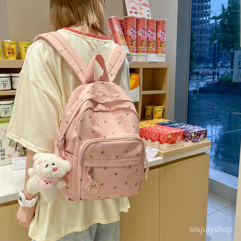 [✅BISA COD]  #Sisjuly# BM Ransel BM Ransel Tas Ransel Wanita Kecil Bunga Gaya Kampus Wanita Kecil Segar Tas Travel Mahasiswa Versi Ko