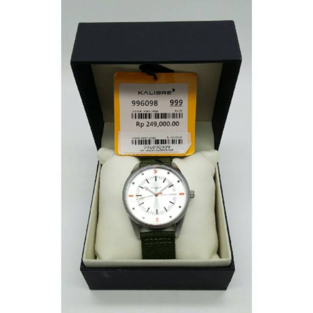 Kalibre Euclid 996098-999 Men Watch Watches Jam Tangan Strap Nylon Kanvas Pria Analog Hijau Army