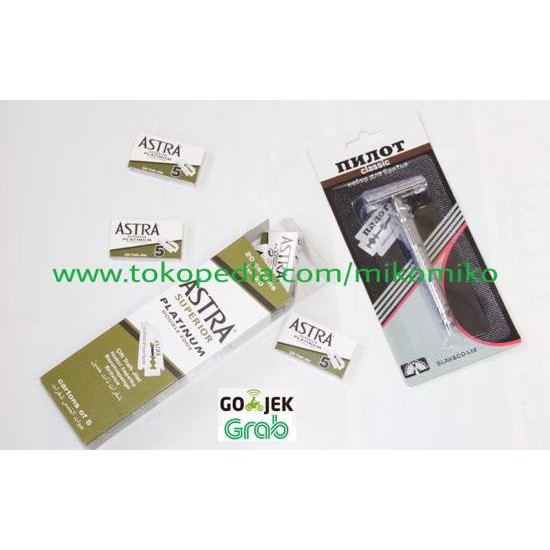 

Silet Astra Superior Platinum Dan Gagang Cukur Kumis Double Edge Putar