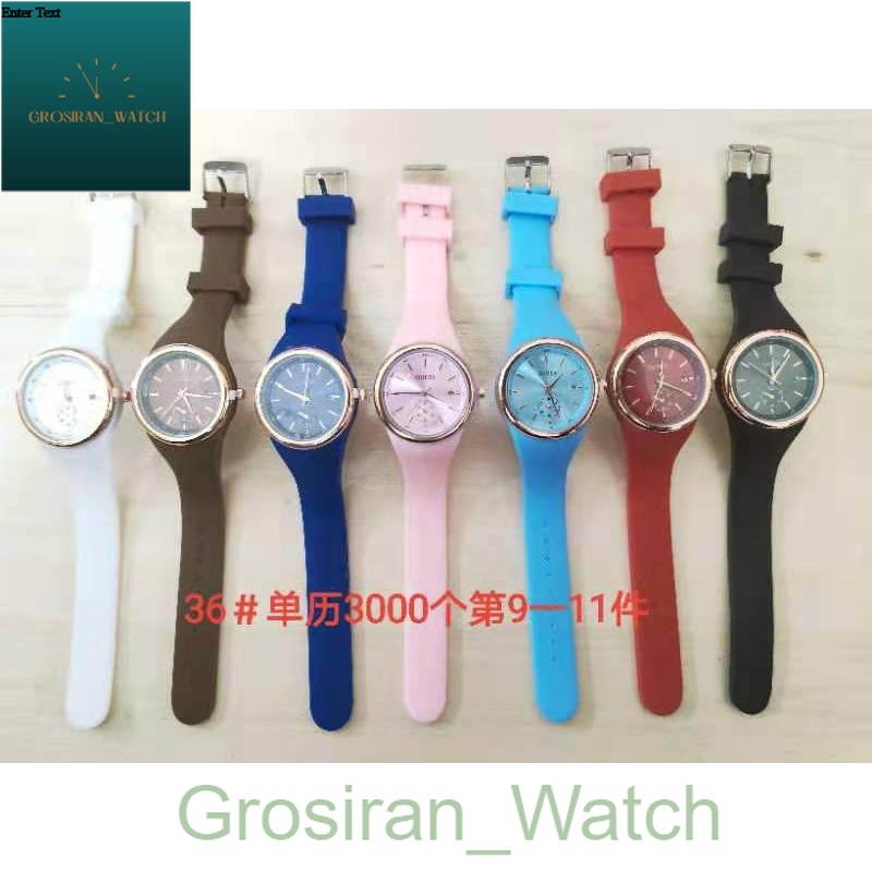 Jam Tangan Wanita FAshion Rubber Guess Detik Bawah OFF Hiasan GUS-28 [G_W]