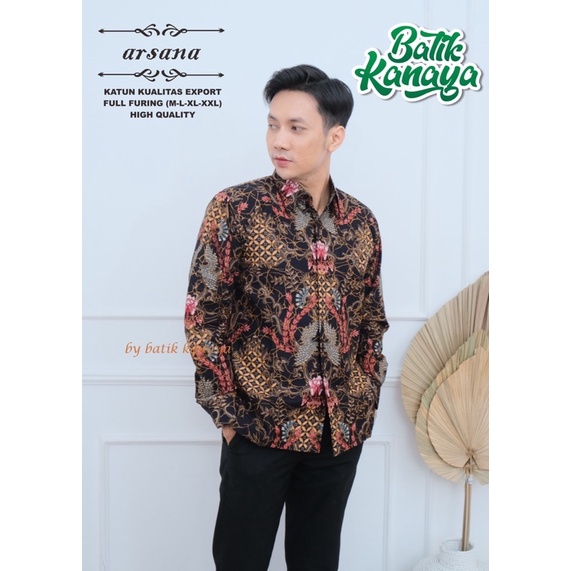 ARSANA Batik Pria Lengan panjang Berlapis furing Bahan Katun Berkualitas Ekspor