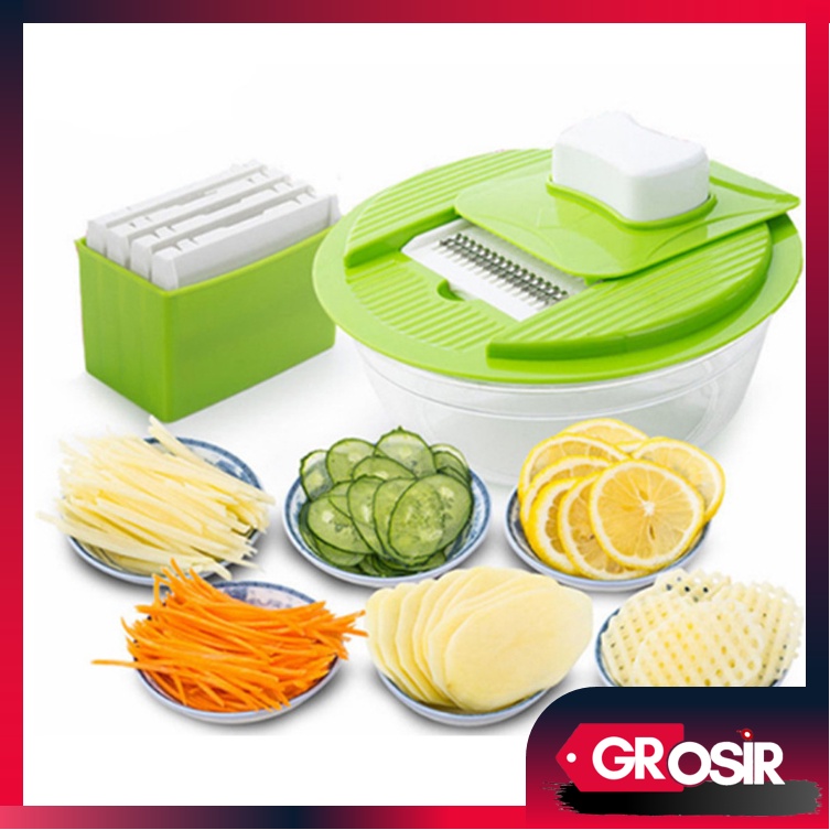 Grosir- H7004 Mandoline Multi Kitchen Grater 6 in 1 Serbaguna / Alat Pemarut &amp; Pemotong Buah Sayuran