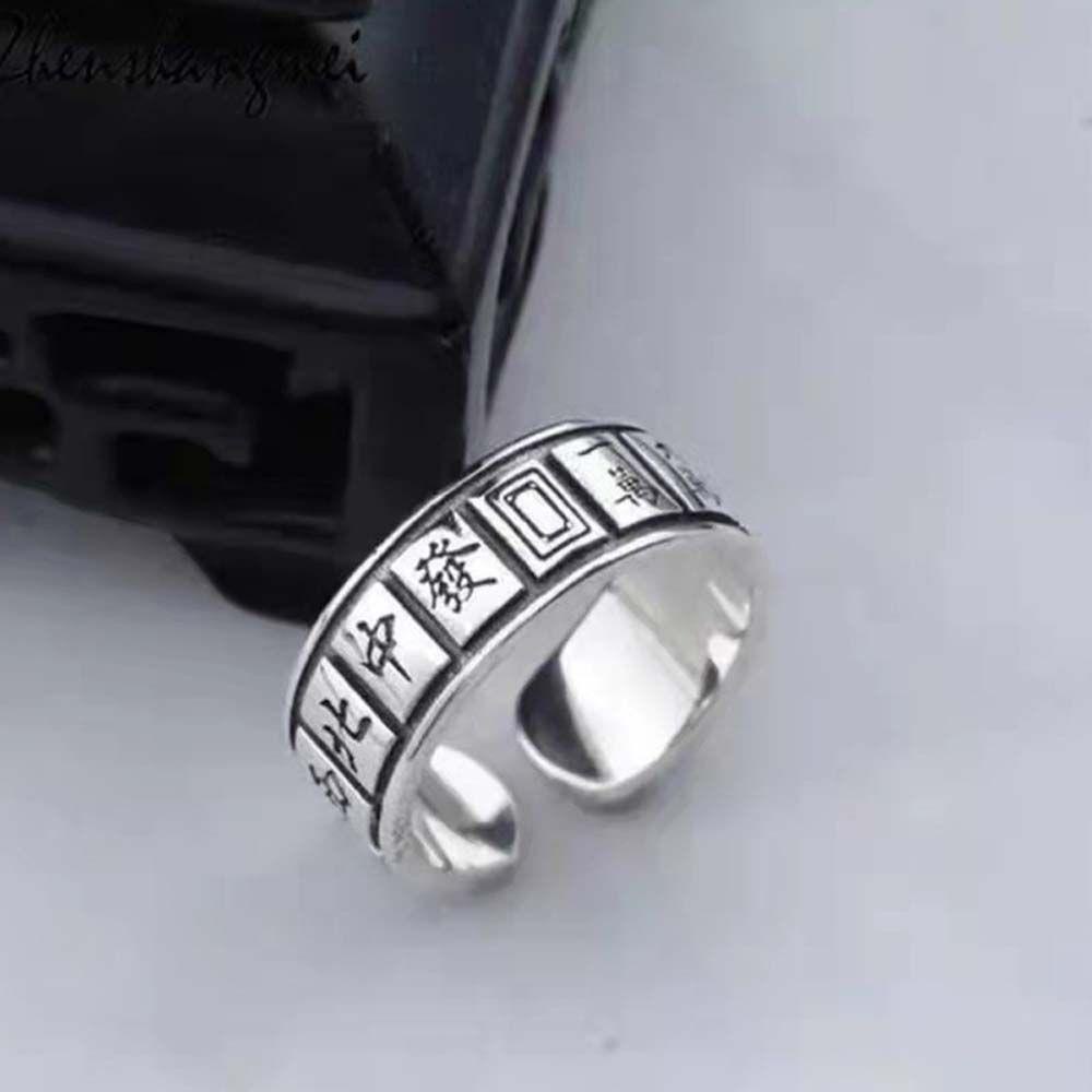 Needway   Mahjong Cincin Kepribadian Retro Koin Tembaga Koin Cincin Geometris Gaya Cina Cincin Wanita Cincin