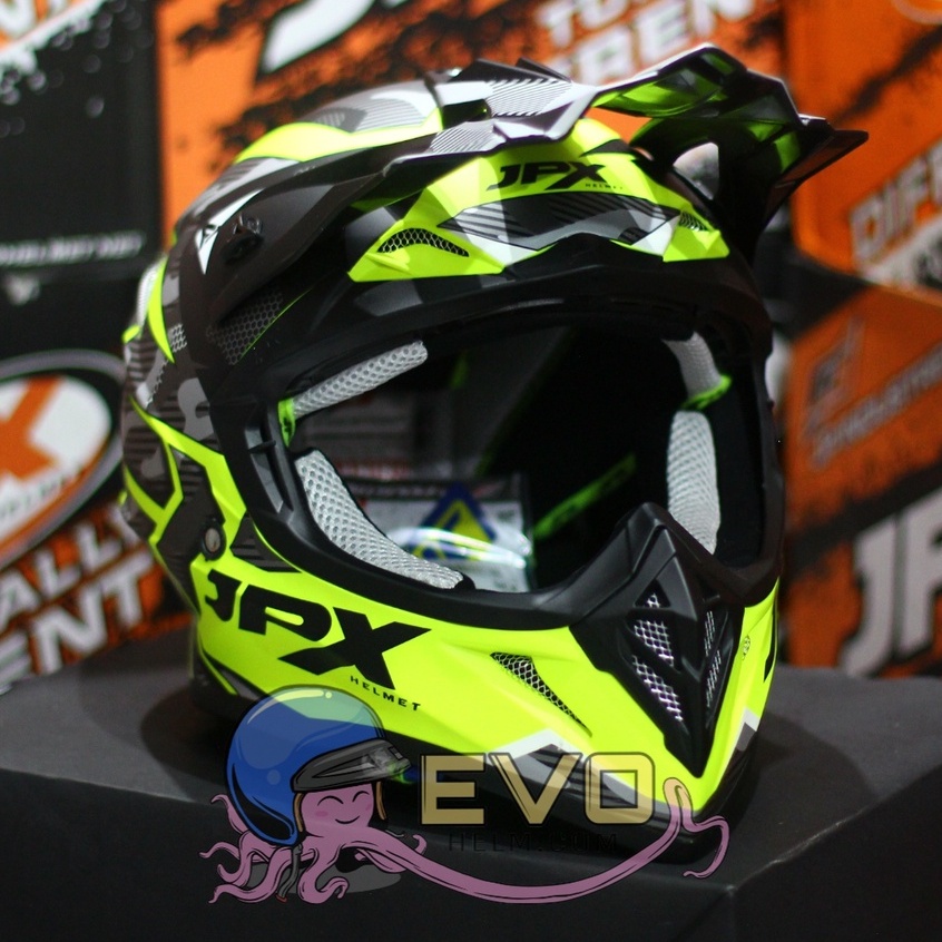 PAKET GANTENG_JPX CROSS MOTIF ORIGINAL + GOOGLE SNAIL (ONGKIR TERMURAH 2 KG) HELM JPX TERBARU