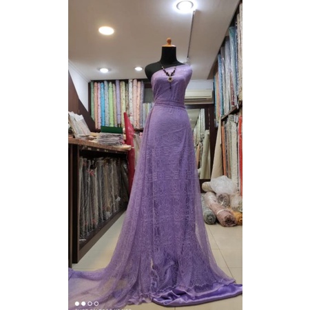 Kain Chantily Kebaya Panel Sapto Dress Promo (3m x 1.40) Lilac