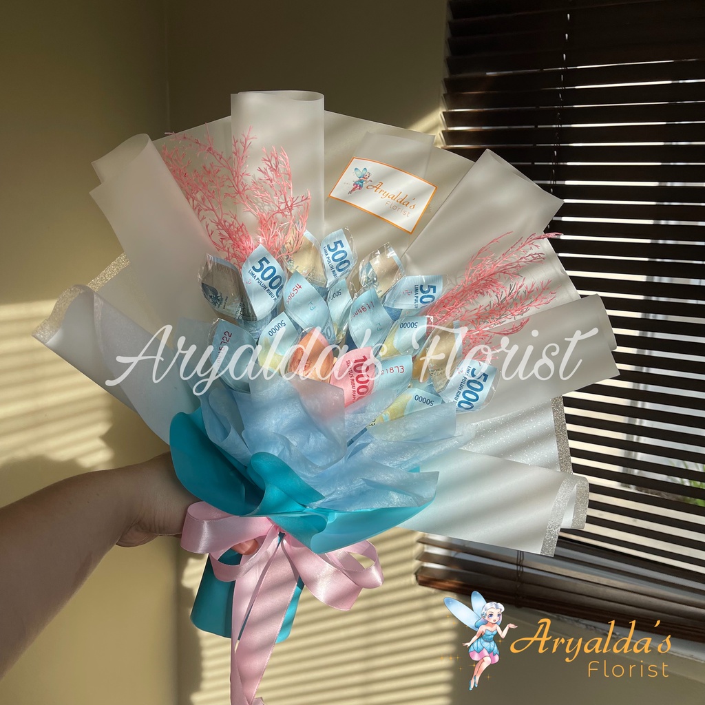 PREMIUM Mini Money Bouquet By Aryalda's Florist | Bouquet Uang Asli 2rb, 5rb, 10rb, 20rb, 50rb, 75rb