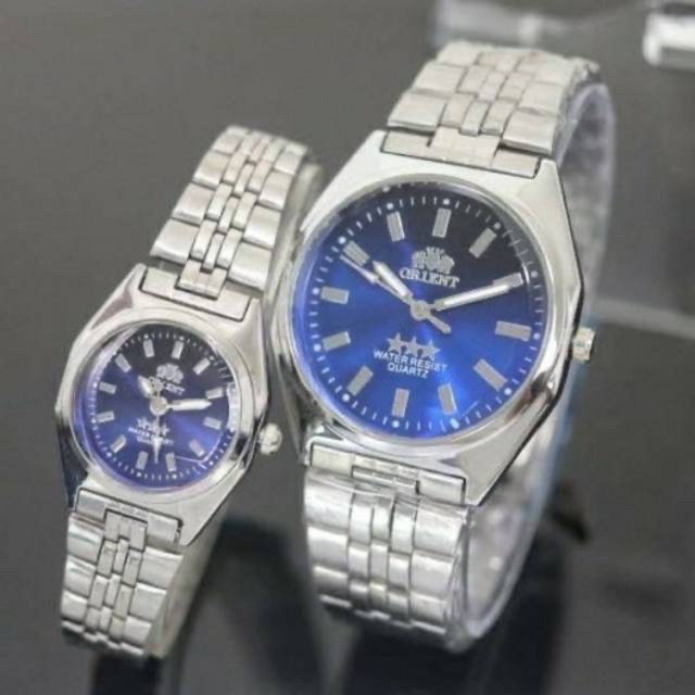 jam tangan couple orient rantai free batre cadangan murah