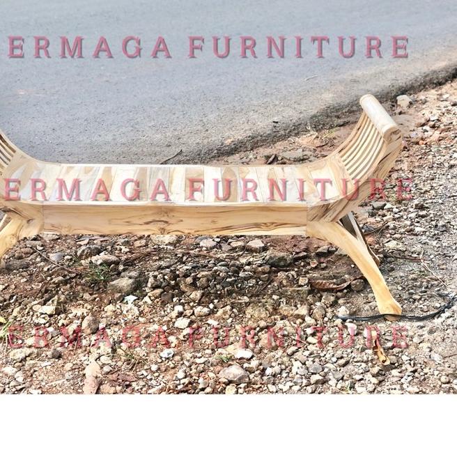 DISKON  9.9 SOFA YUYU 2 DUDUKAN TANPA SANDARAN KAYU JATI SOFA TERAS KURSI SIRAMAN DEKORASI PELAMINAN