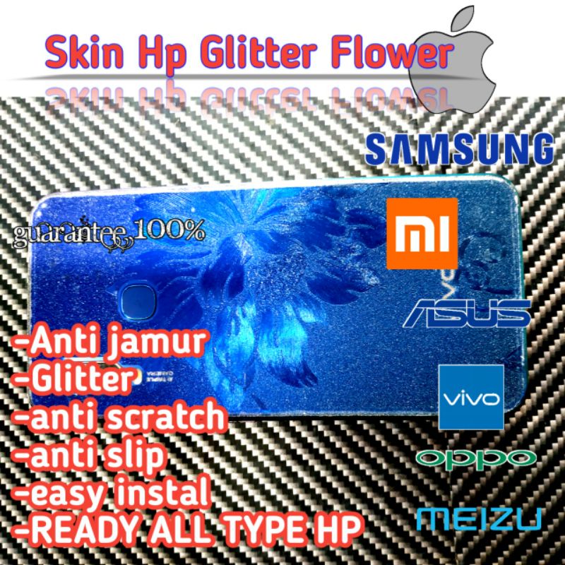 garskin hp + garskin camera glitter flower motif anti jamur all type all merek ready