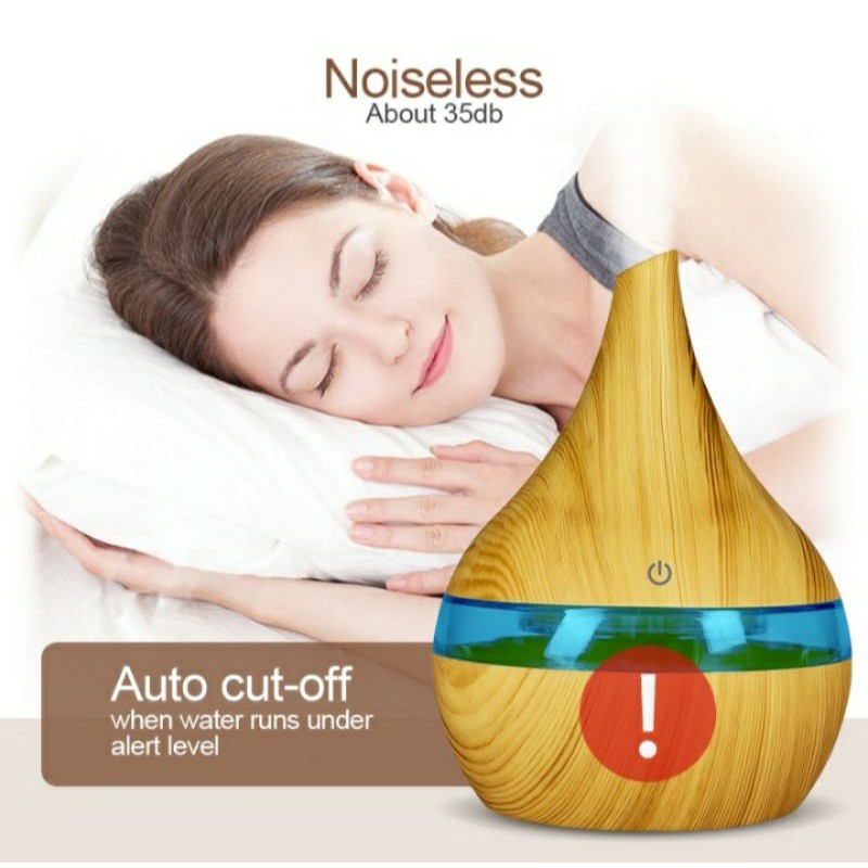 1 KBAYBO ULTRASONIC AIR HUMIDIFIER AROMATHERAPY WOOD GRAIN 300 ML PENGHARUM RUANGAN-3