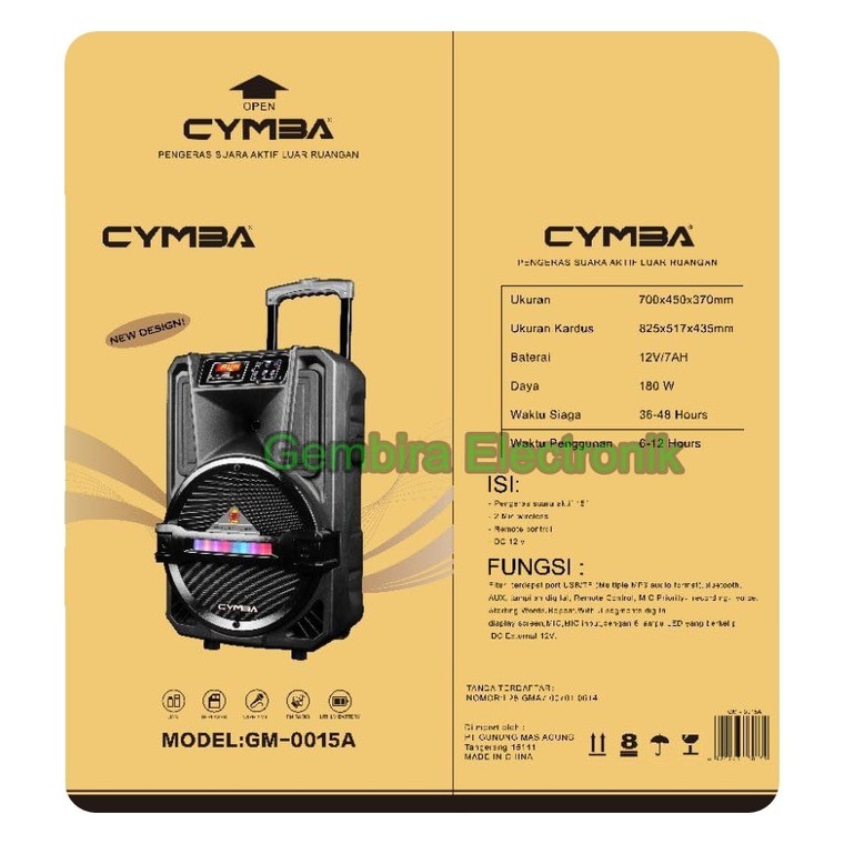PROMO.. speaker portable 15 inch cymba meeting wireless gm 0015A