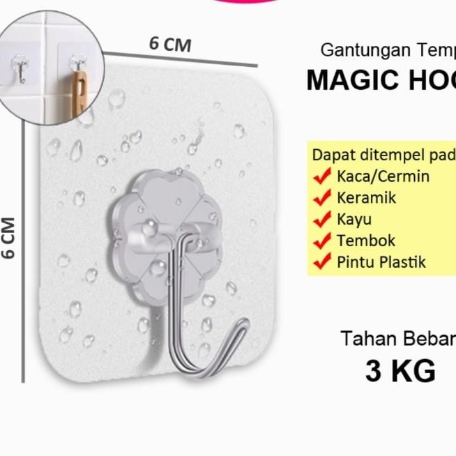 GANTUNGAN KAIT DINDING / PEREKAT 2 SISI / DOUBLE SLIDE WALL HOOKS DAN GANTUNGAN TEMPEL MAGIC HOOK TEMPEL AJAIB KAITAN KAMAR MANDI MANTUL