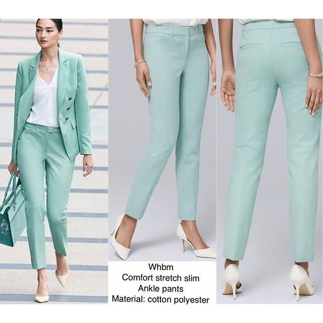 WHBM COMFORT STRETCH SLIM ANKLE PANTS MINT GREEN MINTGREEN