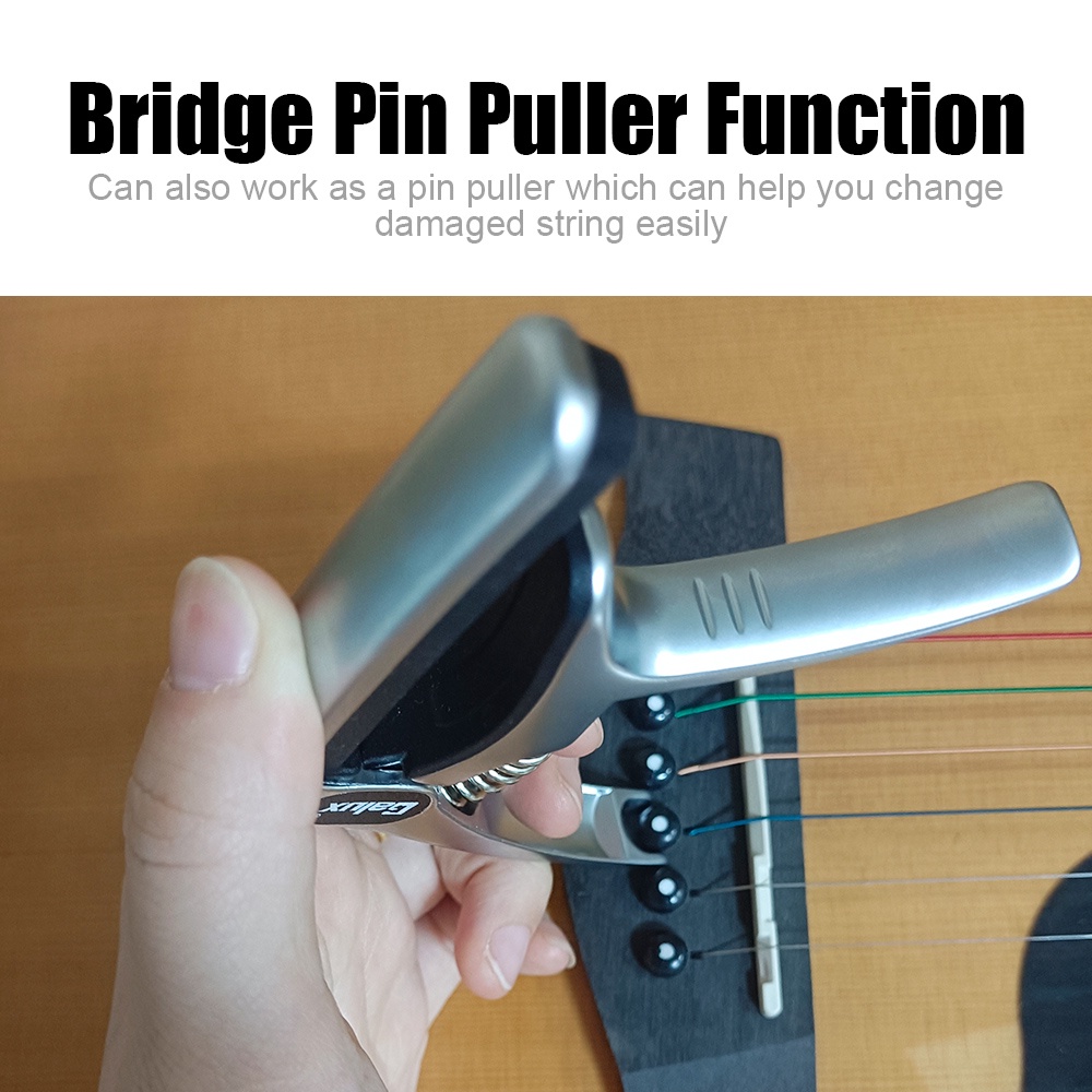 Capo Gitar Akustik Penjepit Gitar Multifungsi Bridge Pin Remover Kapo Gitar Dengan Slot Pick Gitar Galux