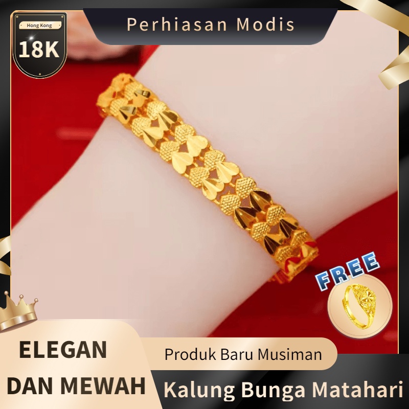Gelang Wanita Emas Hong Kong Produk Baru Gelang Bunga Hadiah Pernikahan-2
