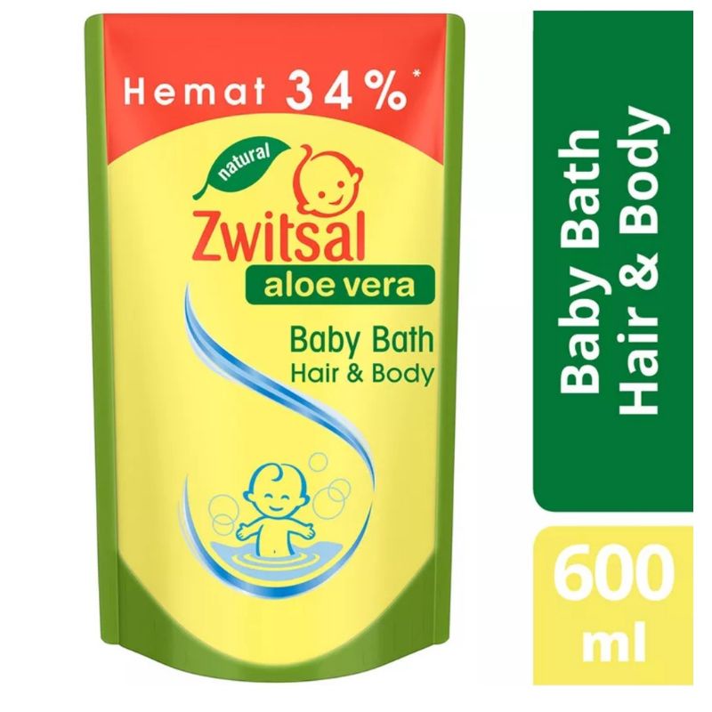 Zwitsal refill baby bath hair &amp; body 600ml