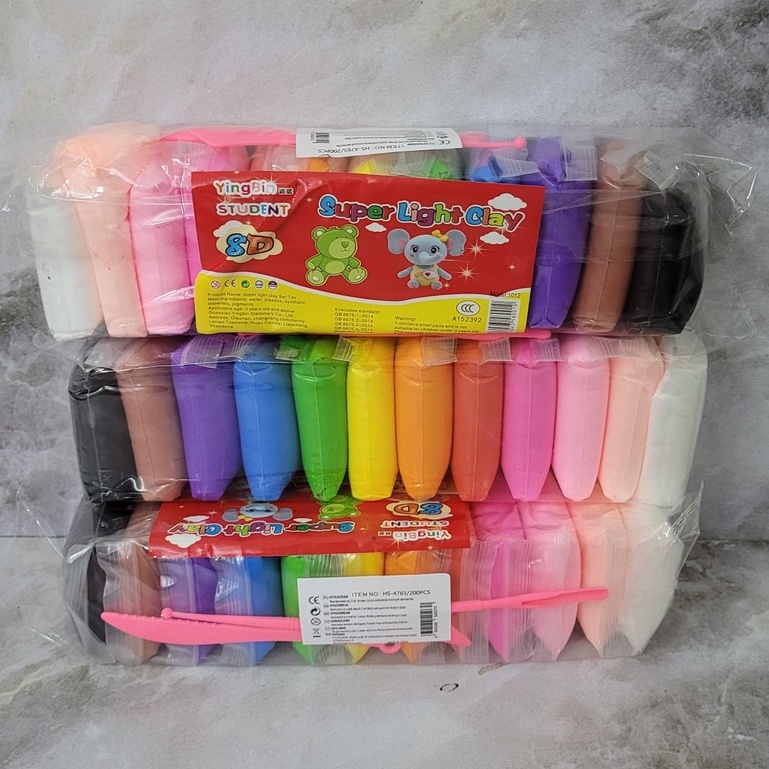 Clay Mainan Anak 12pcs - Clay Polymer Super 8D 1 Pack isi 12 Warna Mainan Edukasi Lilin Plastisin