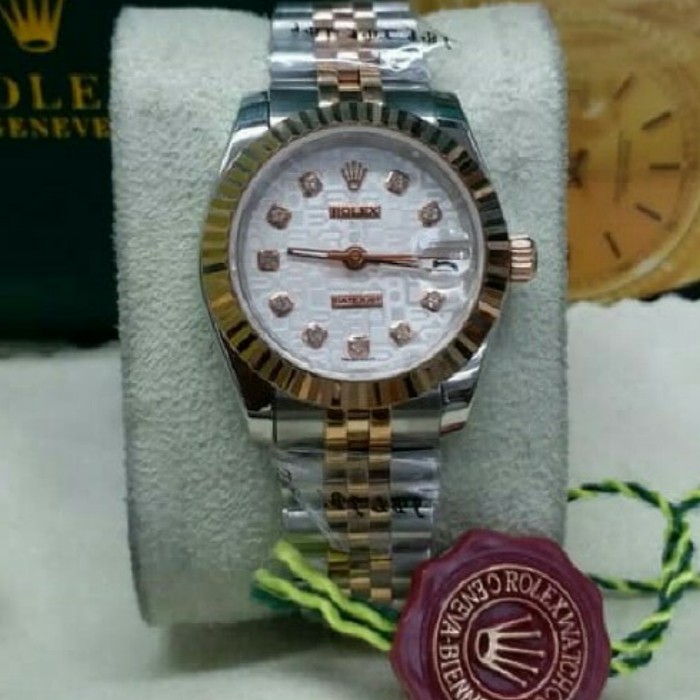 Jam Tangan Kw Super Rolex Oyster Datejust Two Tone Diamond Swiss Eta