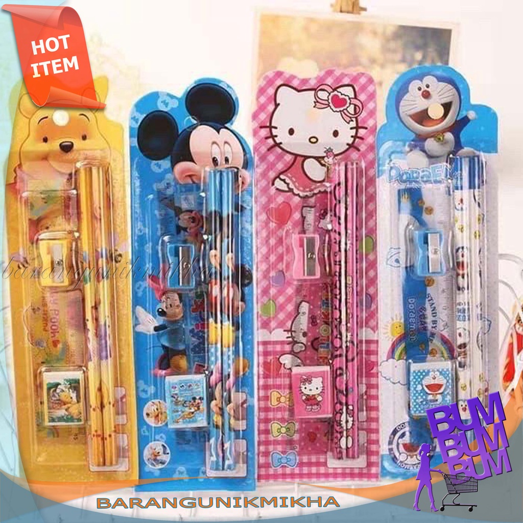 

Alat Tulis Set Mini Stationary Set Sekolah 5 in 1 Pensil Set Karakter 5in1 Kartun