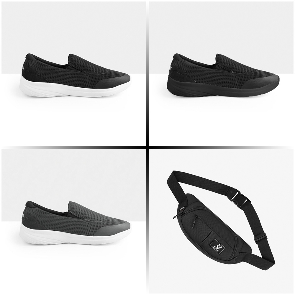 Sepatu Athletica by Geoff Max  l Athleisure All Black Grey White Running Wanita Pria Olahraga Geoff 