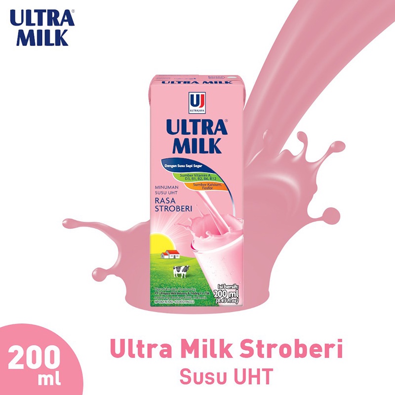 

Ultra Milk Susu UHT Stroberi 200Ml