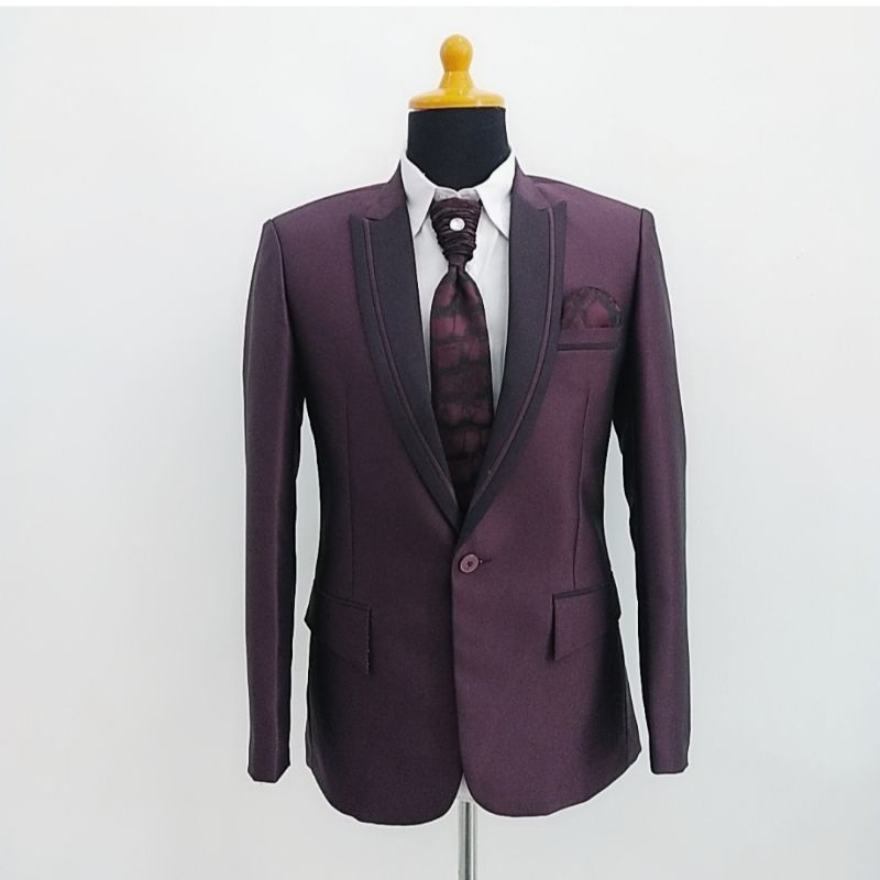 Setelan Jas dan Celana Pengantin Pria Burgundy Jas Wedding Pria