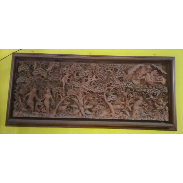 Hiasan Dinding Ukir Relief Ruang Motif Ramayana (KayuJati)