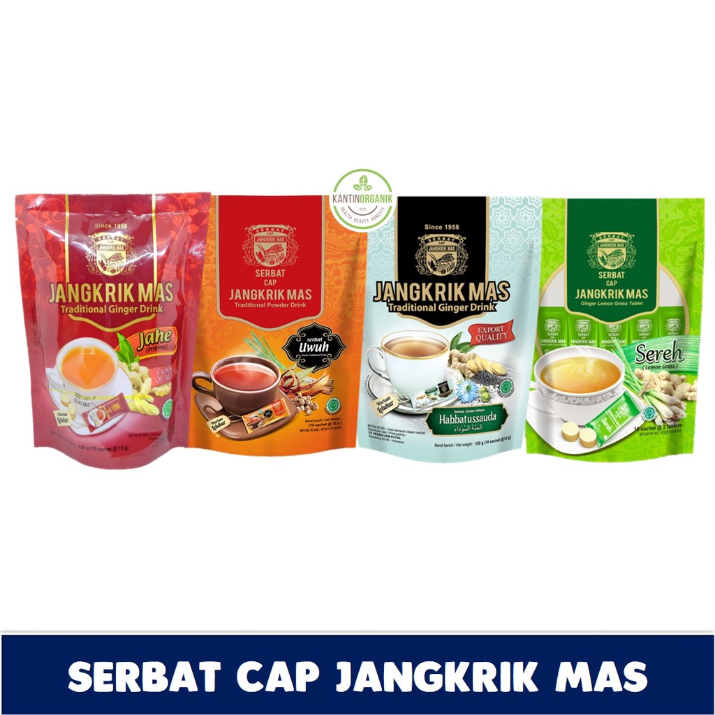 

Serbat Cap Jangkrik Mas | Jahe | Uwuh | Sereh | Habbatussauda 120gr (10x12gr)