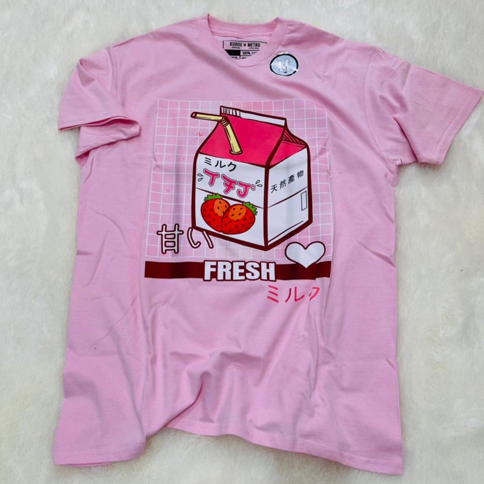 Tshirt Japanese Milk Box Kawaii Strawberry Love