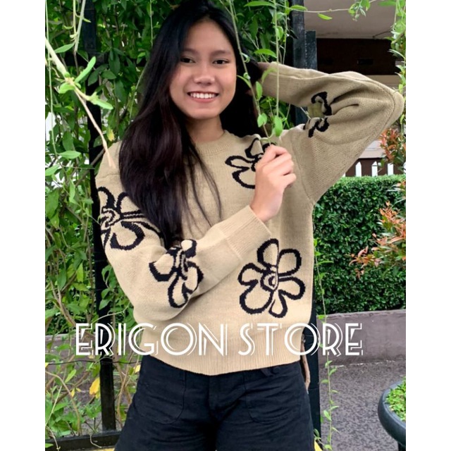 SWEATER ATASAN TRIPLE FLOWER