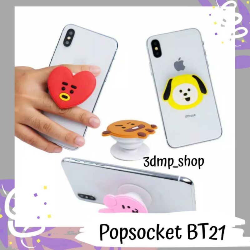 Popsocket holder BT21 BTS Chimmy Tata Cooky Shoky Koya Rj Mang Van Kpop