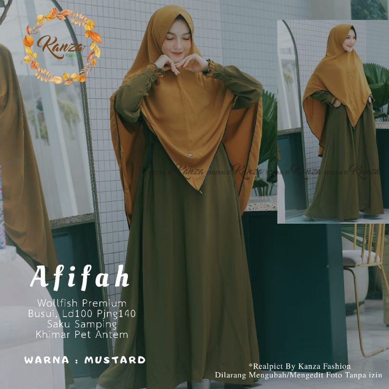 Gamis Syar'i Wollfish Premium Afifah By Khanza Busui LD 100
