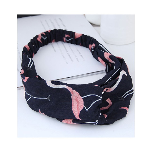 LRC Bando Sweet  Flamingo Pattern Decorated Wide Hair Band