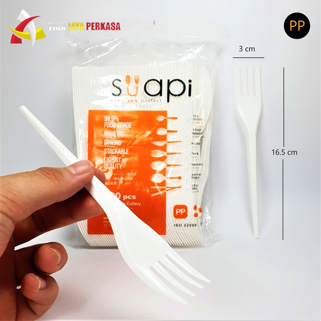 Garpu Makan Suapi / Garpu Plastik Suapi / Garpu Suapi Putih. @100 Pcs