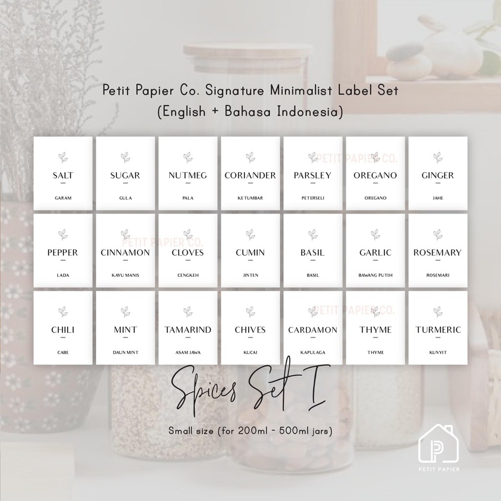

PAPIER HOME (Paket) Minimalist Sticker Label Bumbu Dapur 2in1 (Bahasa English+Indonesia) Ready