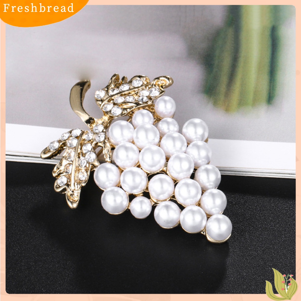 Terlaris Elegant Women Faux Pearl Rhinestone Grapes Brooch Pin Dress Scarf Accessory