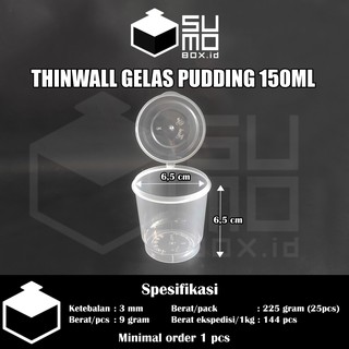 Thinwall cup 150ml + tutup / cup sauce saos gelas puding agar jelly bahan plastik tebal [ECERAN]