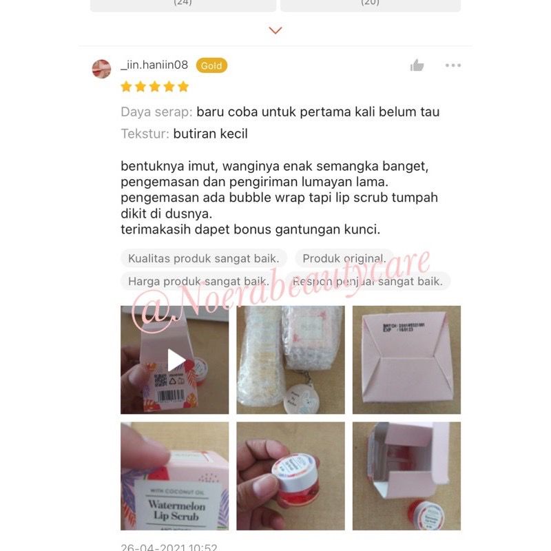 Noera Lip Scrub / Lip Scrub Noera / Watermelon Lip Scrub Noera Best Seller Ready Stok