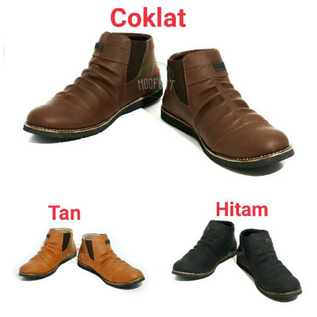 SEPATU SEMI BOOT KULIT MOOFEAT WRINGKLE HIGH