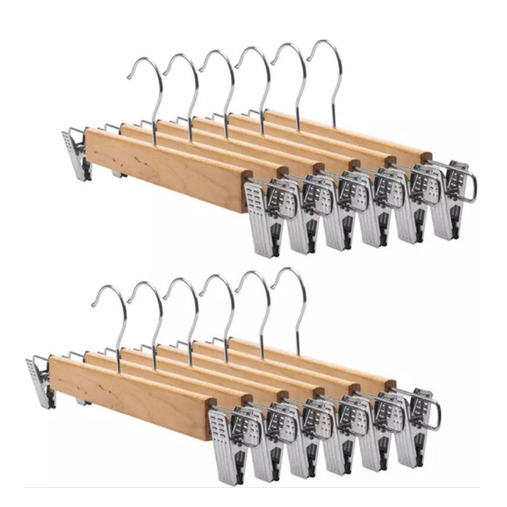 INFY - R671 Hanger Kayu Jepit Natural | Hanger Kayu Celana
