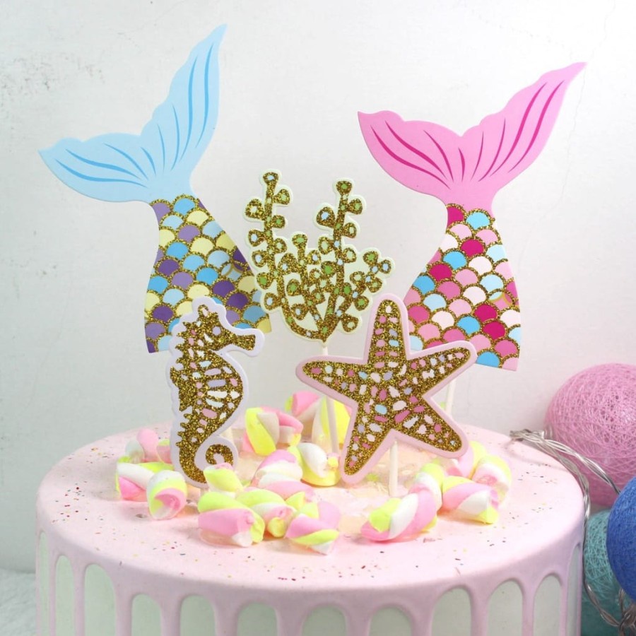 MOMBABY1 Topper Cake Mermaid Ulang Tahun / Hiasan Kue Ulang Tahun Mermaid