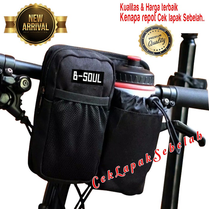 PROMO TAS SEPEDA LIPAT BROMPTON ATAU STANG DEPAN SEPEDA BERKULITAS DAN MURAH - HITAM TAS SEPEDA