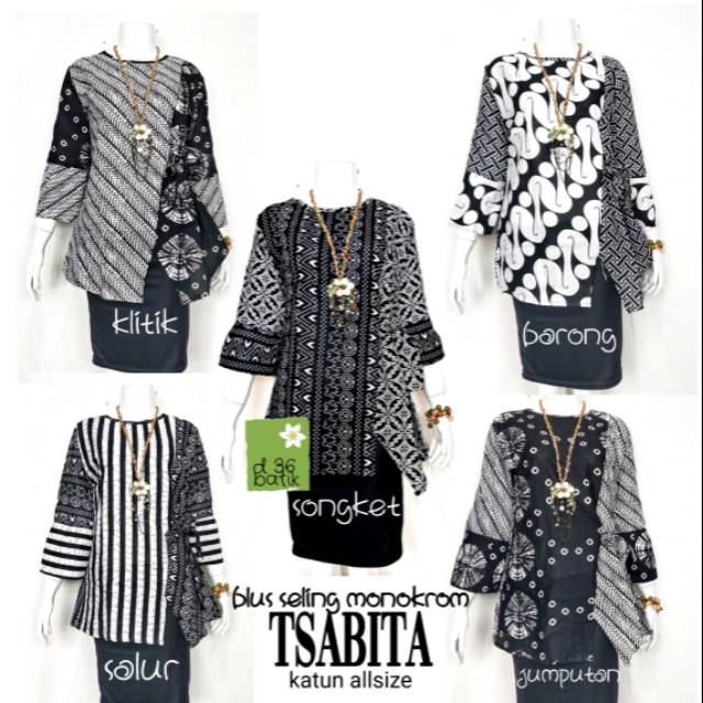 Blouse Blus katun seling monokrom tsabita Baju Atasan wanita batik murah murmer lebay kerja sekolah kuliah santaisantai