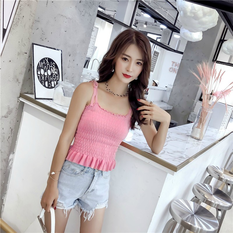 Tanktop Korean Wrinkle Tanktop Baju Tengtop Atasan Wanita CAVALU 093 Hayden