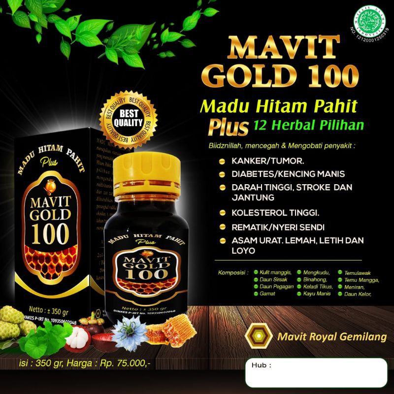 Madu Hitam Pahit Plus Mavit Gold 100