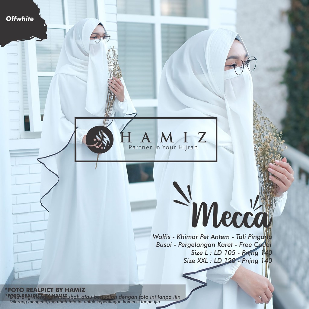MECCA SYARI gamis set khimar cadar niqab wolfis original terbaru free ongkir HAMIZ-offwhite