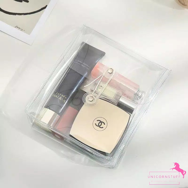 Pouch Transparan Tempat Pensil Kosmetik Transparan Bahan Tebal dan Premium Clear Korea Anak Remaja