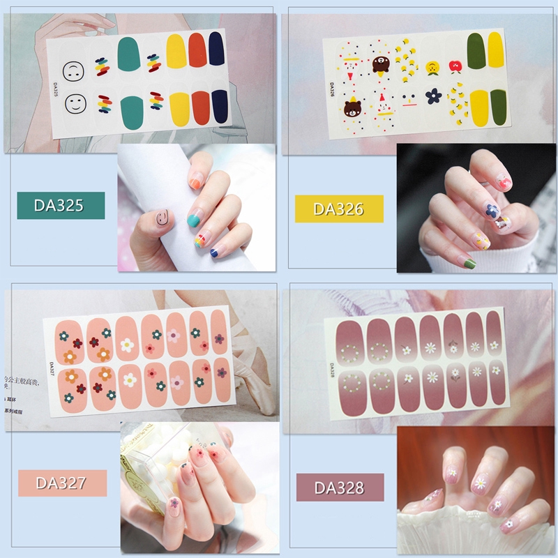 Da321-340 14pcs/lembar Stiker Kuku Palsu 3d Bronzing Untuk Nail Art Diy