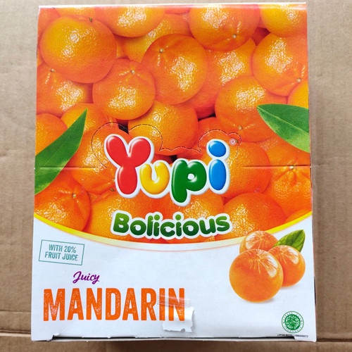 

YUPI BOLLICIOUS JERUK - YUPI PERMEN MANIS BUAH BUAHAN MANDARIN - PERMEN YUPI ANAK ANAK -P PERMEN ENAK KENYAL 1 BOX